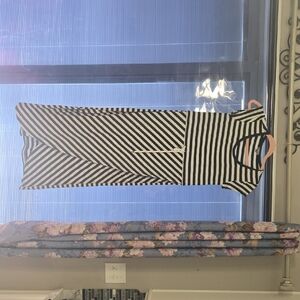 Talbots Black and White Striped Top